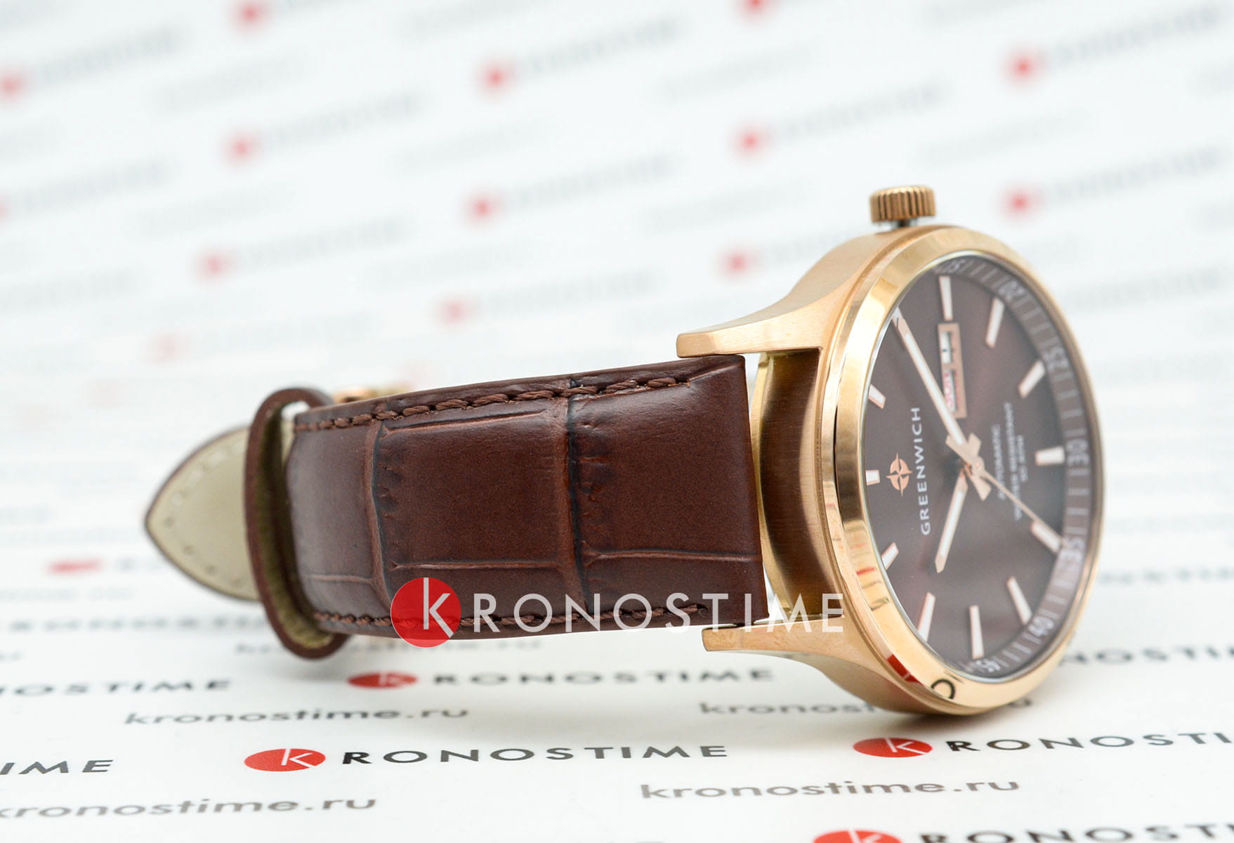 Greenwich Greenwich Good Luck GW 054.42.32,  англия мужские часы на браслете кожаный боковой вид